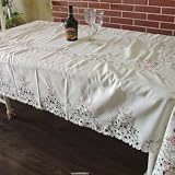 Gorgeous Embroidery/Cutwork Pink Rosedale Table Cloth 60"*90"