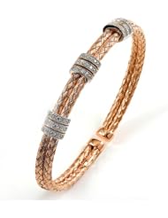Sterling Silver Magnetic Silver Cubic Zirconium Bangle
