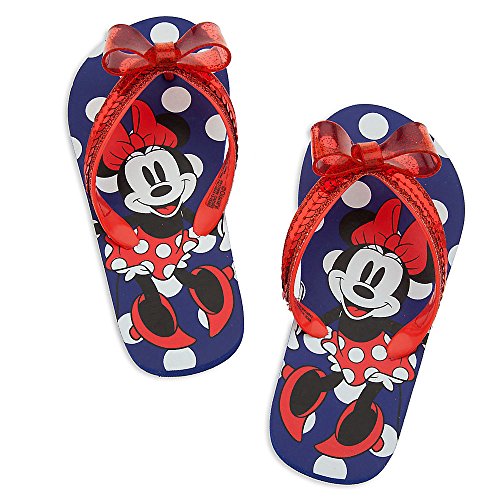 Disney Store Minnie Mouse Happy feet Flip Flops for Girls, Size 9/10, Red