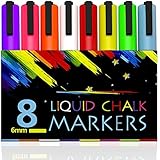 Atalanta&reg; Color Liquid Chalk Marker Pens-8 Packs Premium Quality Bright Neon Pens with Unique Reversible Tip, Safe for Kids, Teachers, Fall Designs, Stencil Use, Artist, Crafters