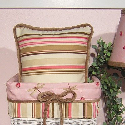 Pink Ladybugs and Dragonflies Pillow Stripe product image