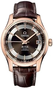 Omega Deville Hour Vision Brown Dial 18kt Rose Gold Brown Leather Mens Watch 431.63.41.21.13.001