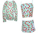 MaxOut UPF 50+, UV Protective Girl's 3 PC Outfit: Long Sleeve Rashguard, Bikini Top, & Built-in Skirt (Sizes 6mos - 6X)