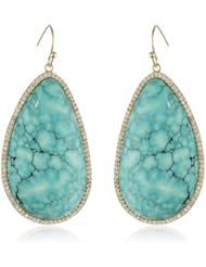 Marcia Moran "Mazarine" Gold Plated Cubic Zirconia Surrounding Stone Large Drop Earrings
