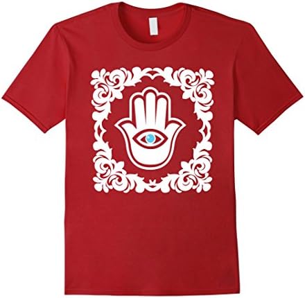 Men's Anti Evil Eye Hamsa, Hand of God, Hand of Fatima, T-Shirt XL Cranberry