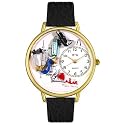 Whimsical Watches Unisex Respiratory Therapist Black Skin Leather Watch #G0620028