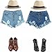 Runtlly Mid Waist Ripped Denim Shorts