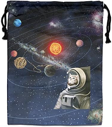 Hotty Space Cat Wool Ball White Present Drawstring Bags