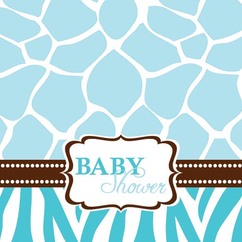 Creative Converting Baby Shower Wild Safari Blue 16 Count 3-Ply Paper Lunch Napkins