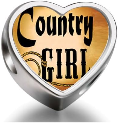 1001love Music Theme Country Girl Heart Photo Charm Beads Bracelets