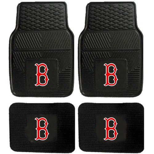 MLB Boston Red Sox Car Floor Mats Heavy Duty 4-Piece Vinyl - Front and Rear