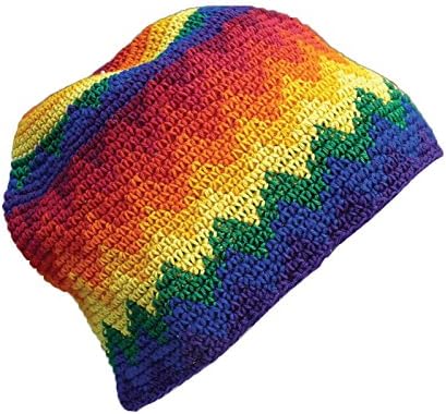 INSPIRIT ARTS SMALL SIZE SKULL CAP BEANIE, Rainbow, Handmade Cotton Crochet