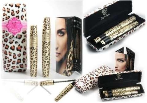 Love Alpha Two Piece Set Thickening & Lengthening Black Natural Fibre Mascara & Transplanting Gel With Natural Fibres In Leopard Display Case (Leopard)