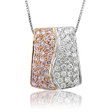 18k Two Tone Gold White and Pink Diamond Pendant Necklace 0.37 carat