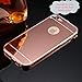 For iPhone 6 6s Case, FLOVEME [Slim Fit] [Metal Aluminum Bumper] Premium Ultra Thin Luxury Make Up Mirror with Electroplate Frame No Slip Hard Back Holder Cover for Apple iPhone 6 6s 4.7'', Rose Gold