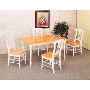 Morrison 5 Piece Rectangular Dining Table With Arrow Back Side Chair In Natural / White