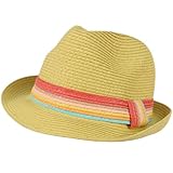 Child Kids Ages 2+ Child Summer Sun Fedora Trilby Crusher Hat Cap Natural 53cm
