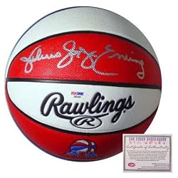 Julius Erving Philadelphia 76ers Hand Signed Rawlings ABA Basketball
