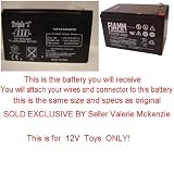 PLEASE READ AD CAREFUL!!! Replacement 12V battery for Kid trax & Peg Perego & Kid Motionz & Mega tredz Motion Tredz Riding Toys (You Must Use your own connector) By Pure Power Adapters ®