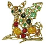 Gold Plated Reindeer Animal Brooch Pin Gift