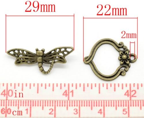 Antiqued Bronze Colored Dragonfly Toggle Clasps 10 Sets with Exclusive Shizaru Designs Gift Bag