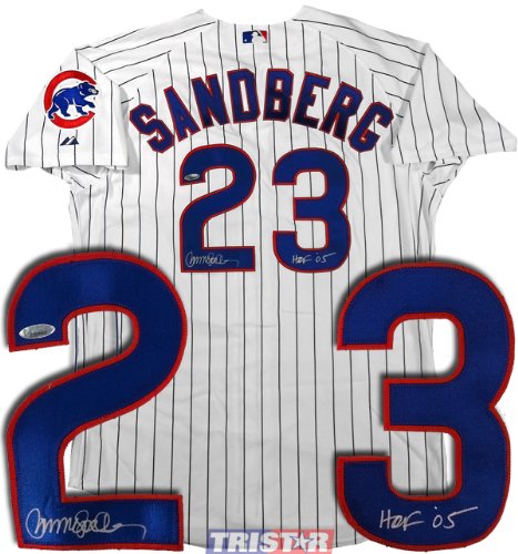 Ryne Sandberg Autographed Chicago Cubs Mitchell & Ness 1984 Authentic Blue Jersey Inscribed HOF 05