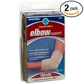 Click here to buy Mueller Adjustable Elbow Support, Beige, One Size Fits Most, 1-Count Packages (Pack of 2).