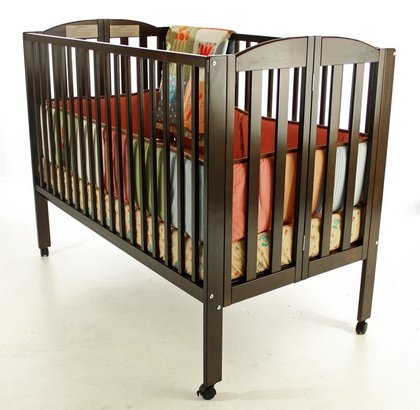 Dream On Me Full Size 2 in 1 Folding Stationary Side Crib, Espresso