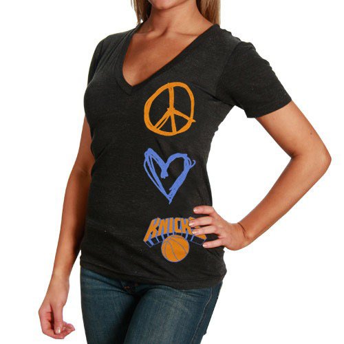 Sportiqe New York Knicks Ladies Abyss Tri-Blend Premium V-neck T-shirt - Black (Small)