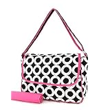 Quilted circle Print Messenger Diaper Bag -Choice of Color (Pink/Black) (Baby Product)
