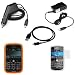 Orange Durable Rubber Soft Silicone Skin Cover Case + Rapid Car Charger + Home Travel Charger + Durable Clear Reusable LCD Screen Protector + USB Data Cable for AT&T RIM BlackBerry 9000 Bold Smartphone