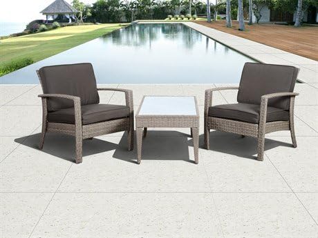 Florida Deluxe 3-Piece Wicker Patio Conversation Set with Off-White Cushions