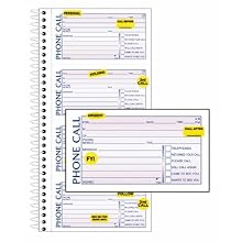 Adams Phone Message Book with Labels, 5.25 x 11 Inch, Spiral Bound, 2-Part, Carbonless, 4 Messages per Page, 400 Sets, White and Canary (S1154L)