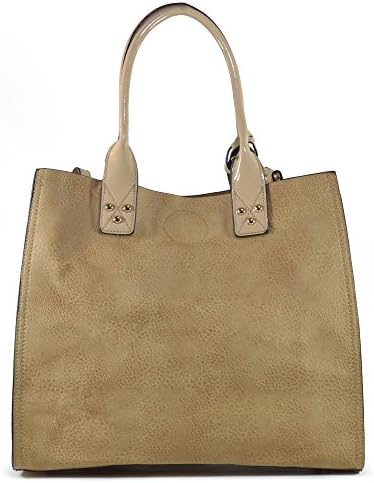 Studded 3 in 1 Twist Lock Tote Bag with Cross Body bag and Change Purse (Black - New)