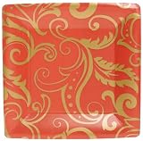 Caspari Filigree Square Paper Dinner Plate Package, Spice