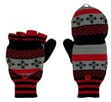 Capelli New York Winter Fairisle Acrylic Knit Flip Top Mitten With Plastic Button Jet Black