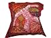 Beaded Zardozi Vintage Sari Decorative Red Floor Indian Cushion Covers