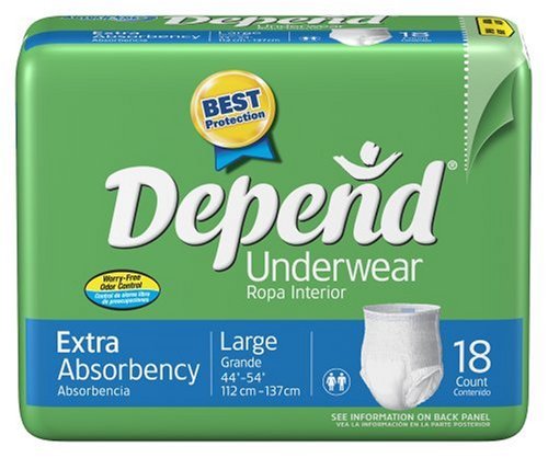 Depend Underwear, Large, 18-Count Packages (Pack of 4)