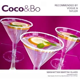 20 x Coco&Bo - Manhattan Martini Cocktail Glasses - Disposable Plastic - Cocktail Accessories - Hollywood Vegas Casino Night / Hawaiian Beach Party