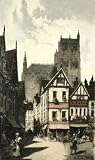 Abbeville Etching , Topographical  Engraving Intaglio