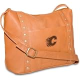 NHL Calgary Flames Pangea Tan Leather Women's Mini Top Zip Handbag