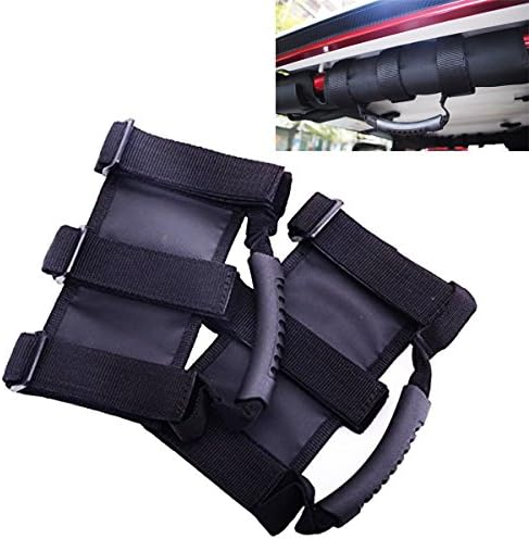 One Pair of Roll Bar Grab Handle For Jeep Wrangler JK Sport X Sahara Unlimited Rubicon 1955-2016 (Black)