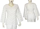 Lady Shirts Cotton Long Sleeve Top Blouse Chikan Embroidery Size S (ctop421)