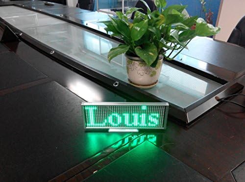 18cm 14x42 Led Text Message Running Scrolling Store Display Panel Label Screen Business Indoor Advertising Publicity Programmable Rechargeable(GREEN)