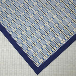 掛川織り花ござカーペット リオン ブルー 江戸間8畳（348×352cm)(#4407408)