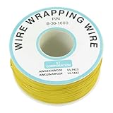 uxcell ラッピングワイヤ PCBはんだイエローフレキシブル 30AWGワイヤーラッピングラップ 820Ft 0.25ミリメートル