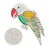 Red Yellow Green Rhinestone Parrot Brooch Pin