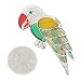 Red Yellow Green Rhinestone Parrot Brooch Pin