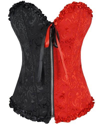 Imilan Halloween Gothic Bustiers Top Lace up Corset for Women Contrast Color