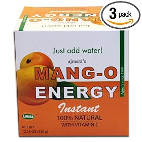 Ajmera Mang-O Energy Instant, 100% Natural with Vitamin C, 10-Count Boxes (Pack of 3)